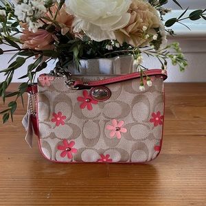 NWT- Coach wristlet with pink flowers